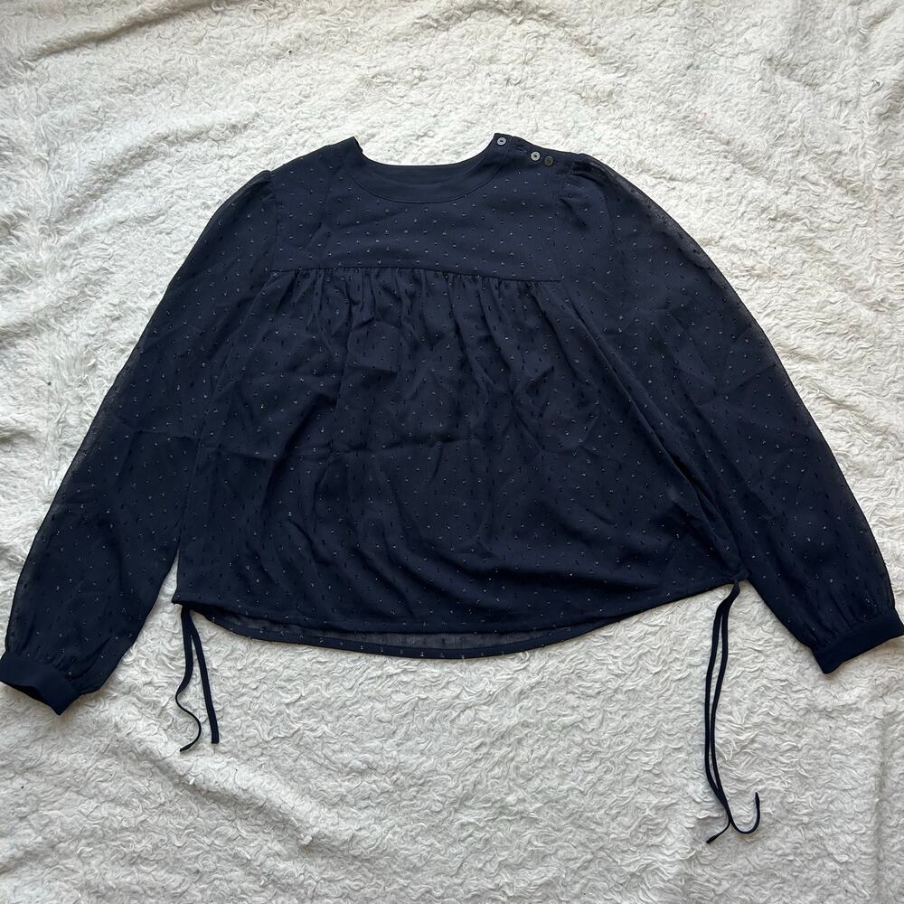 Allsaints Navy Blue Eliana Glitter Blouse Size XS